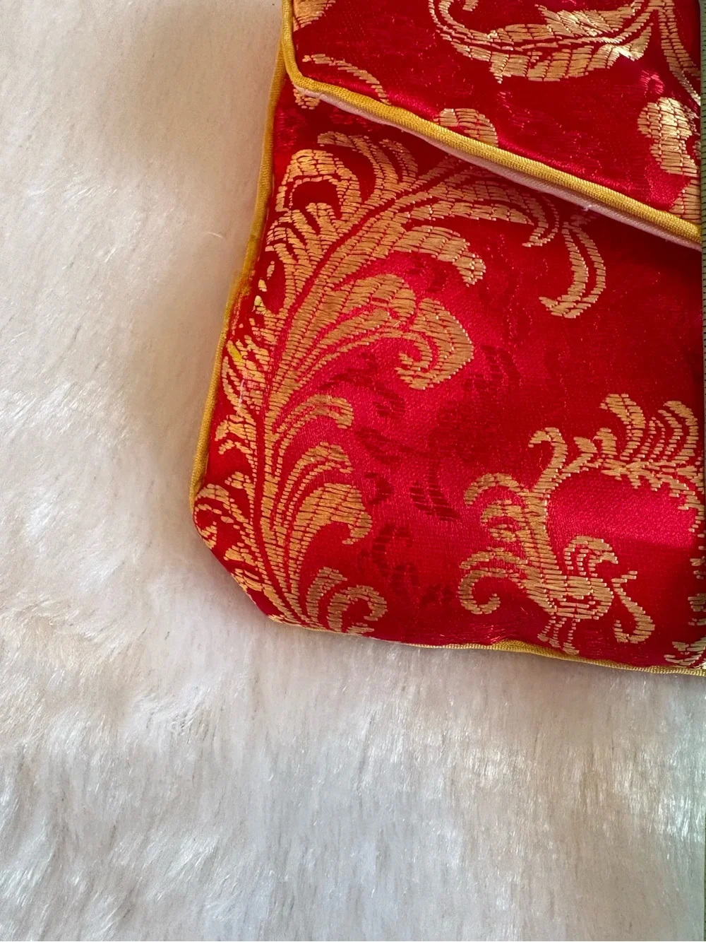 Red Floral Brocade jewelry pouches Envelope Clutch style -